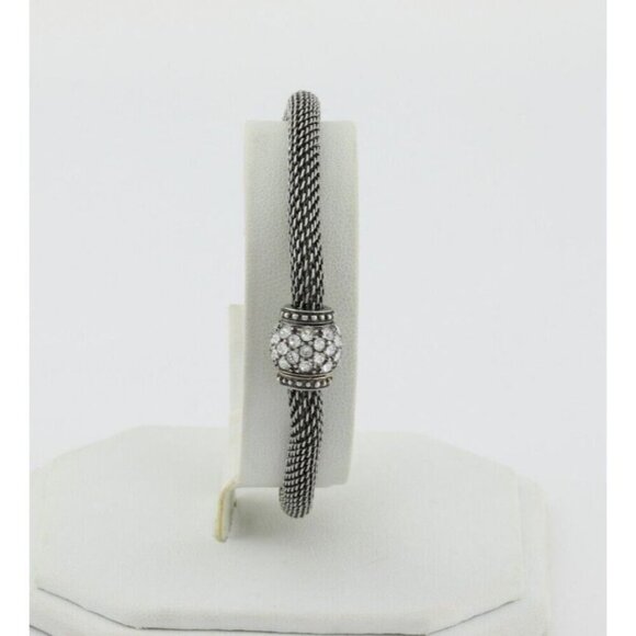 Sterling Silver Cubic Zirconia Bead Mesh Bracelet Silpada 7" - Picture 2 of 6